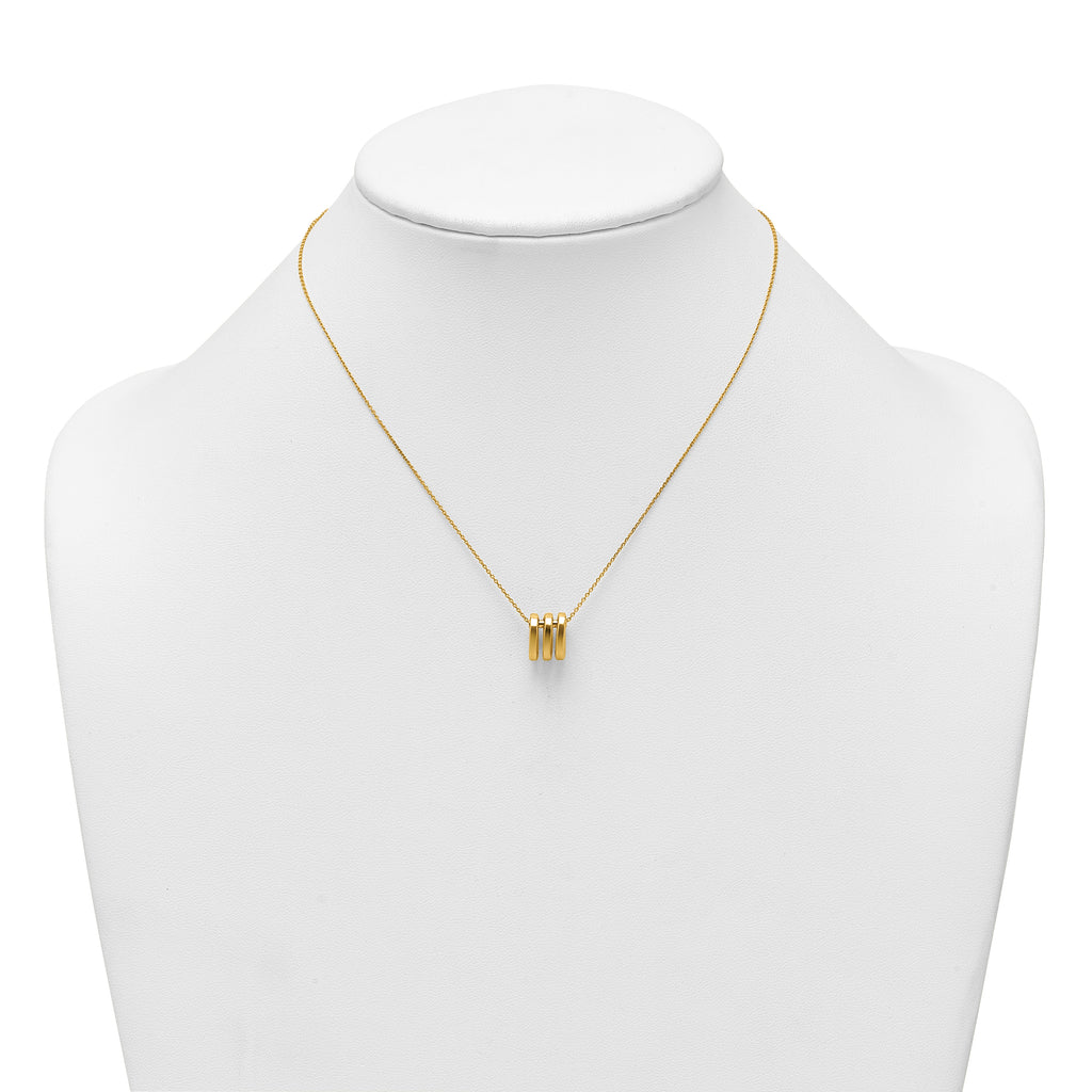 14k Polished 3 Oval Rings 16 inch Necklace Plus 2 inch Extender