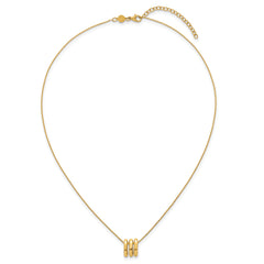 14k Polished 3 Oval Rings 16 inch Necklace Plus 2 inch Extender