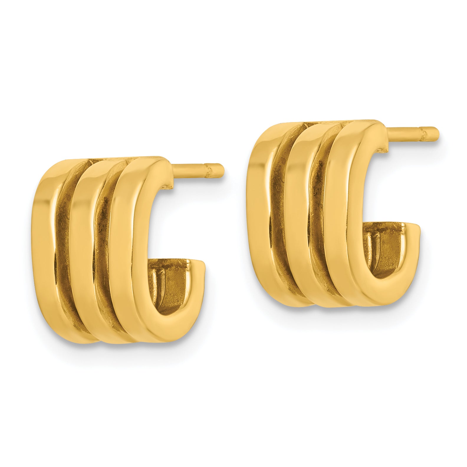 14k Polished 3 Oval Rings J-Hoop Post Earrings Secondary image