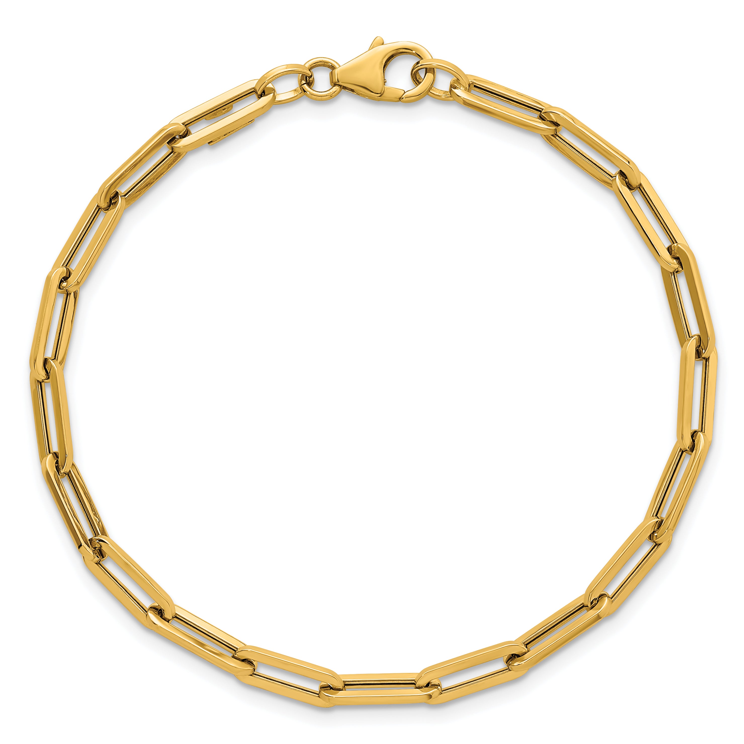14k Polished 4mm Paperclip Link 7.5 inch Bracelet