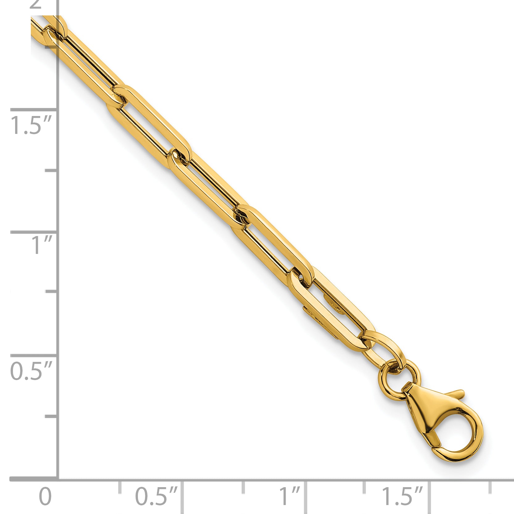 14k Polished 4mm Paperclip Link 7.5 inch Bracelet