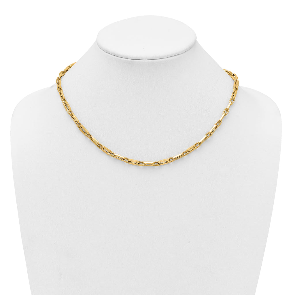 14K Polished and Textured 4.8mm Double Fancy Link 18.5 inch Necklace