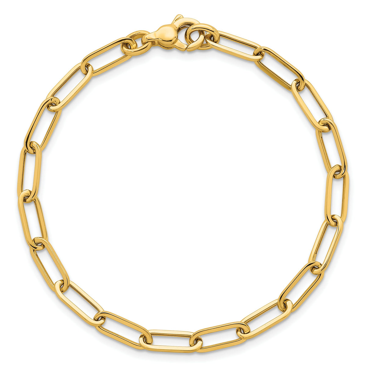 Paper Clip Link Chain Bracelet in 14K Yellow Gold, 4.75mm, 7.8 Inch - Sophia Jewelers