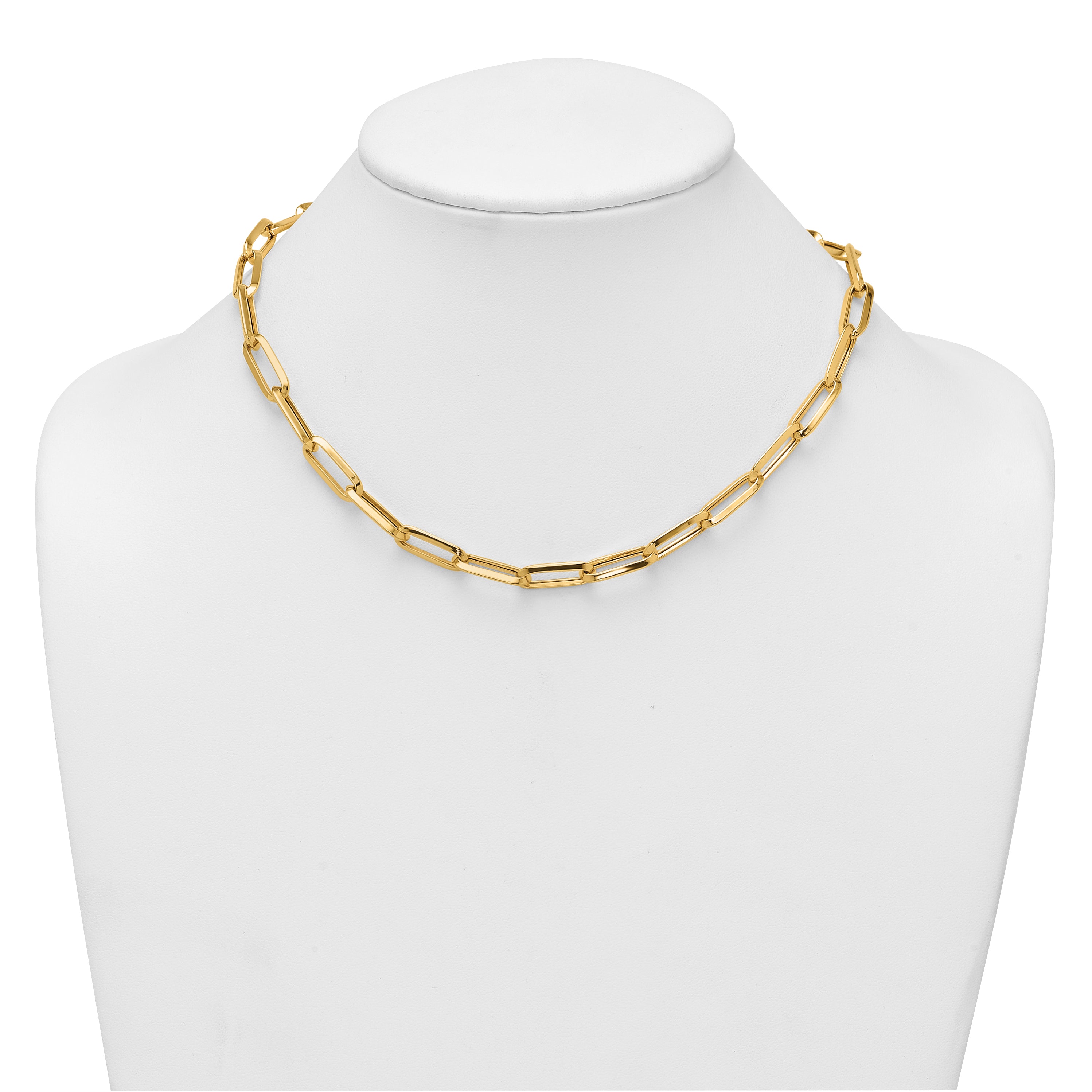 14k Polished 7mm Paperclip Link Chain 17.5 inch Necklace