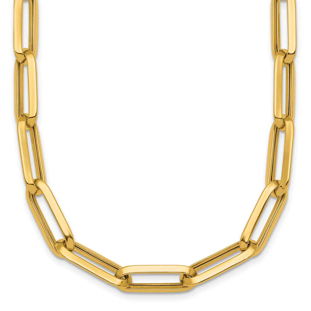 14k Polished 7mm Paperclip Link Chain 17.5 inch Necklace