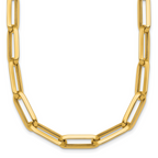 14k Polished 7mm Paperclip Link Chain 17.5 inch Necklace