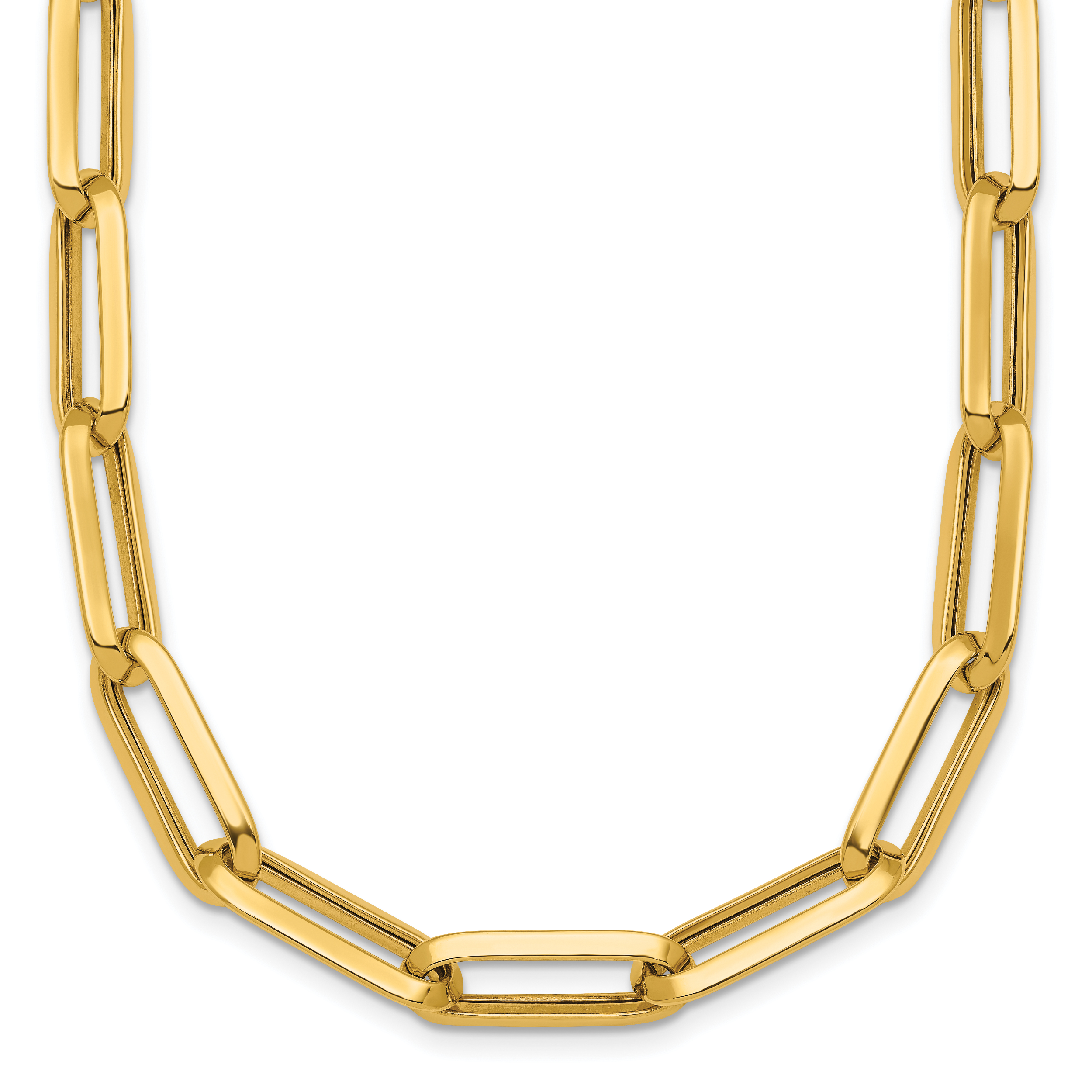 14k Polished 7mm Paperclip Link Chain 17.5 inch Necklace