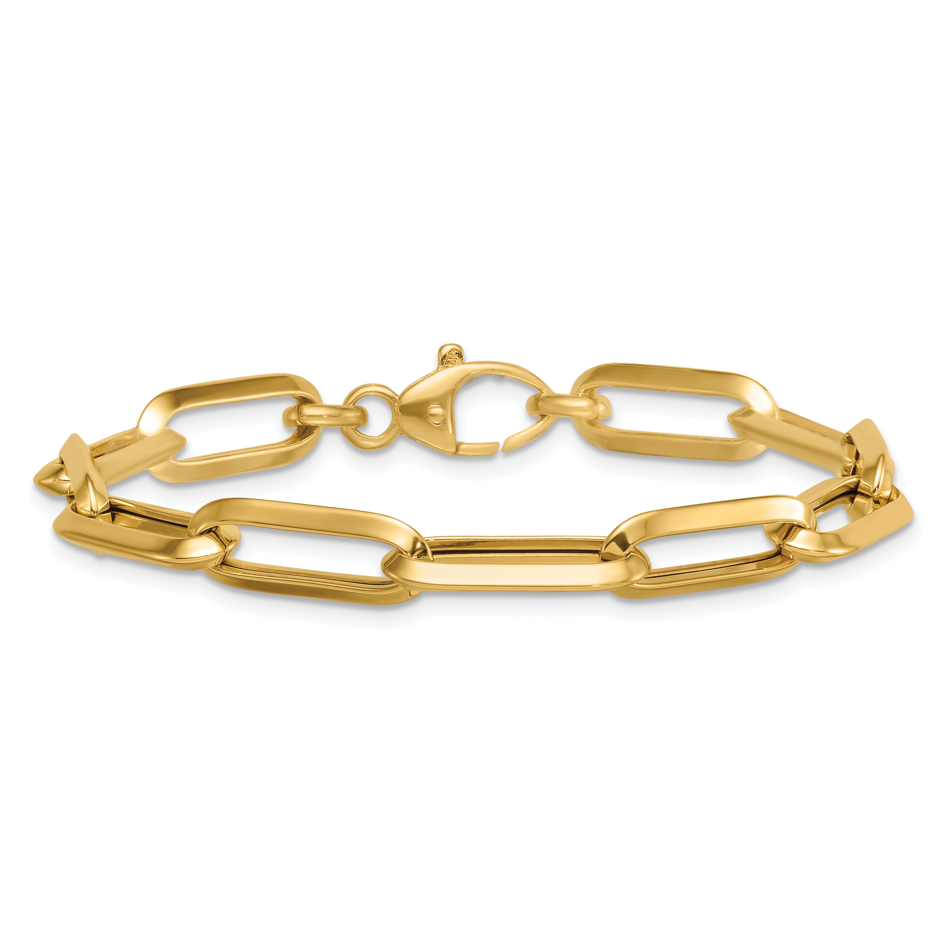 14k Polished 7mm Paperclip Link Chain 7.5 inch Bracelet