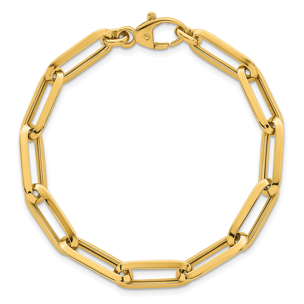 14k Polished 7mm Paperclip Link Chain 7.5 inch Bracelet