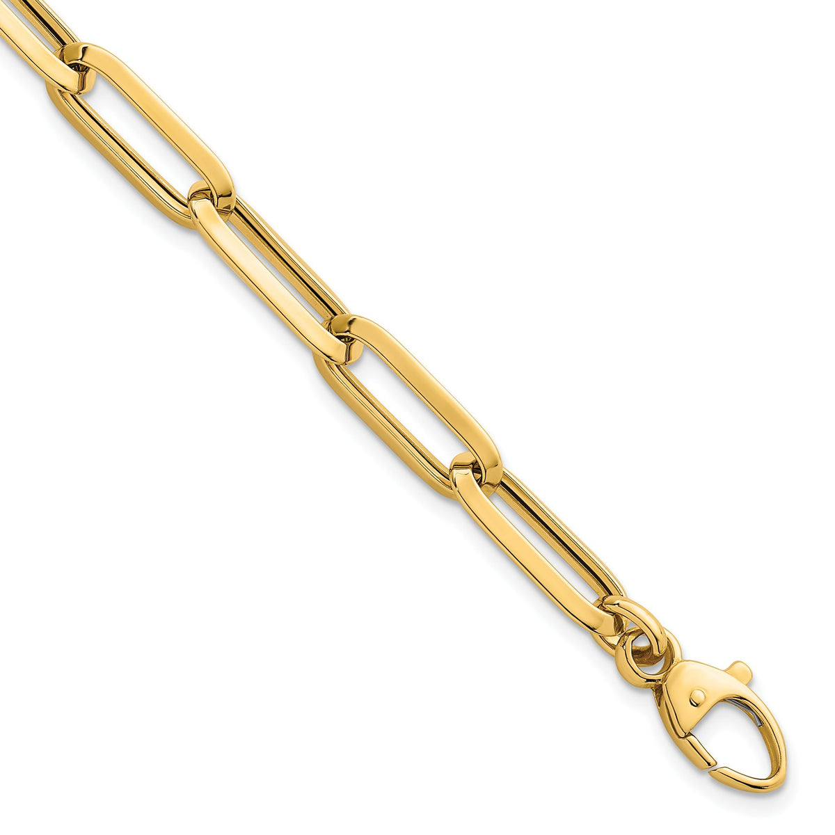 Paperclip Link Bracelet in 14K Yellow Gold, 7mm, 7.5 Inch - Sophia Jewelers Main image