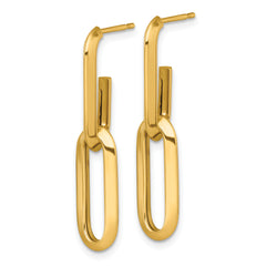 14k Polished 7mm Paperclip Link Dangle Post Earrings