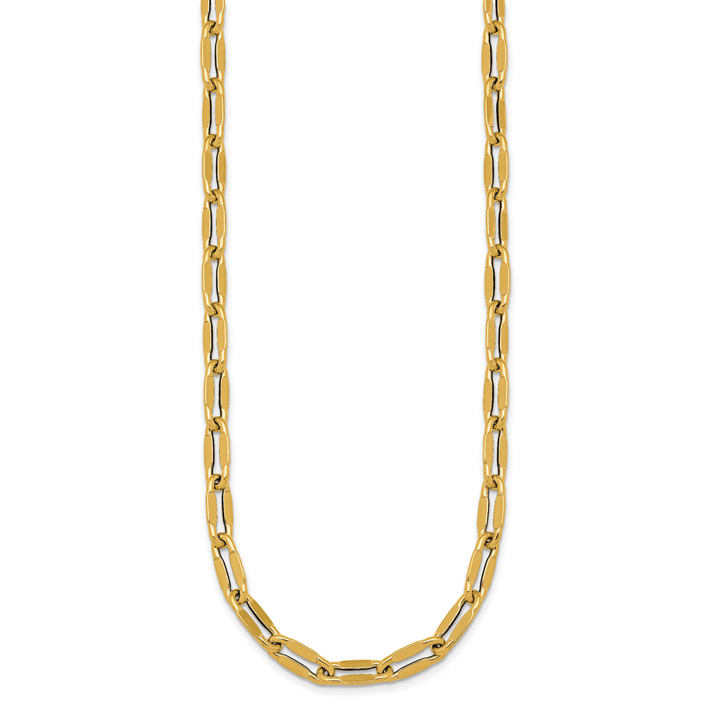 14k Polished 5.5mm Flattened Oval Cable Fancy Link 18 inch Necklace