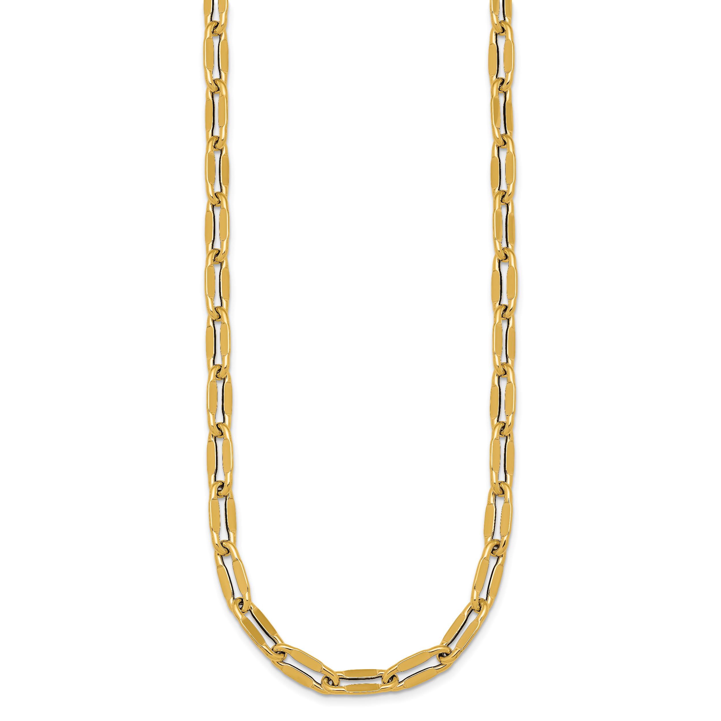 14k Polished 5.5mm Flattened Oval Cable Fancy Link 18 inch Necklace
