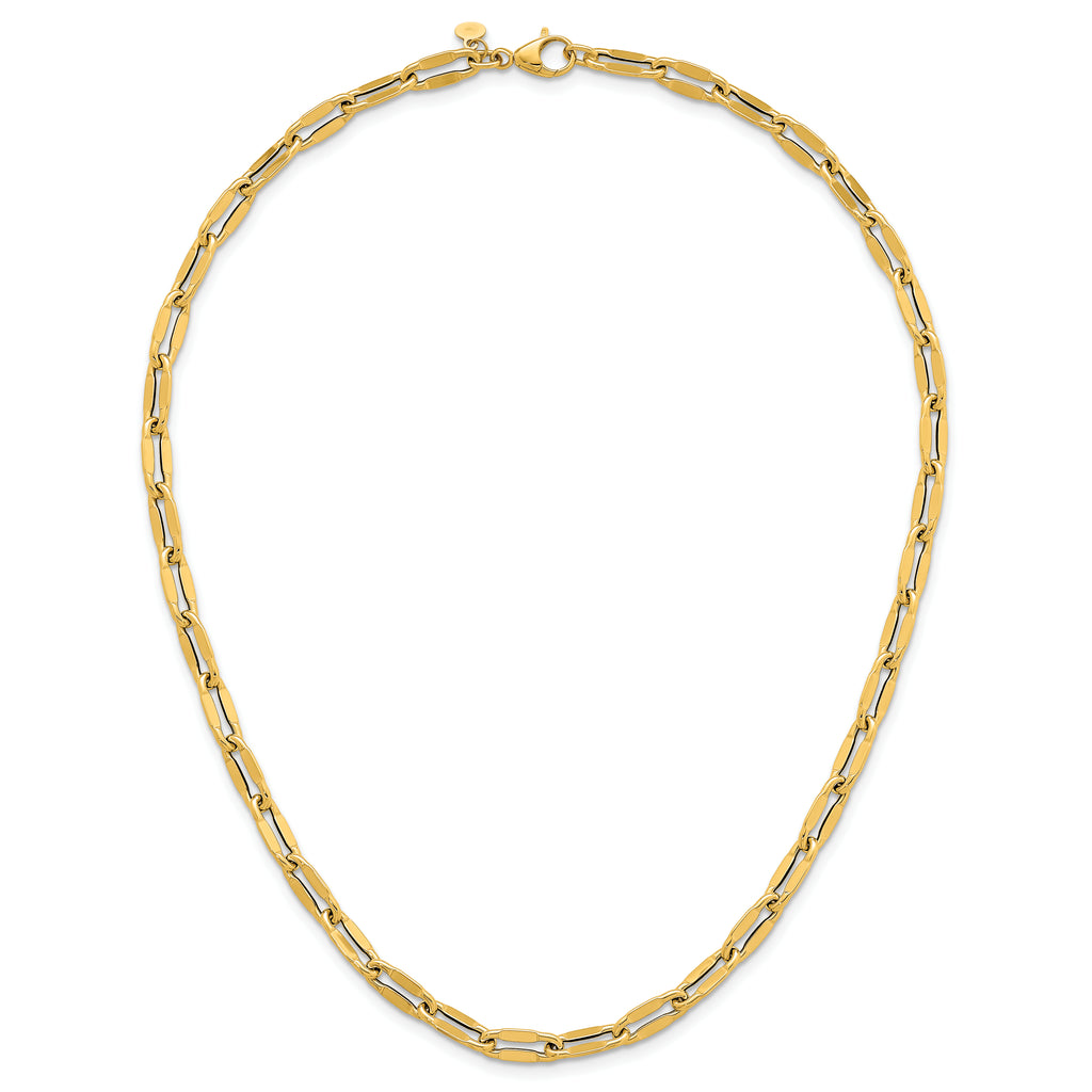 14k Polished 5.5mm Flattened Oval Cable Fancy Link 18 inch Necklace