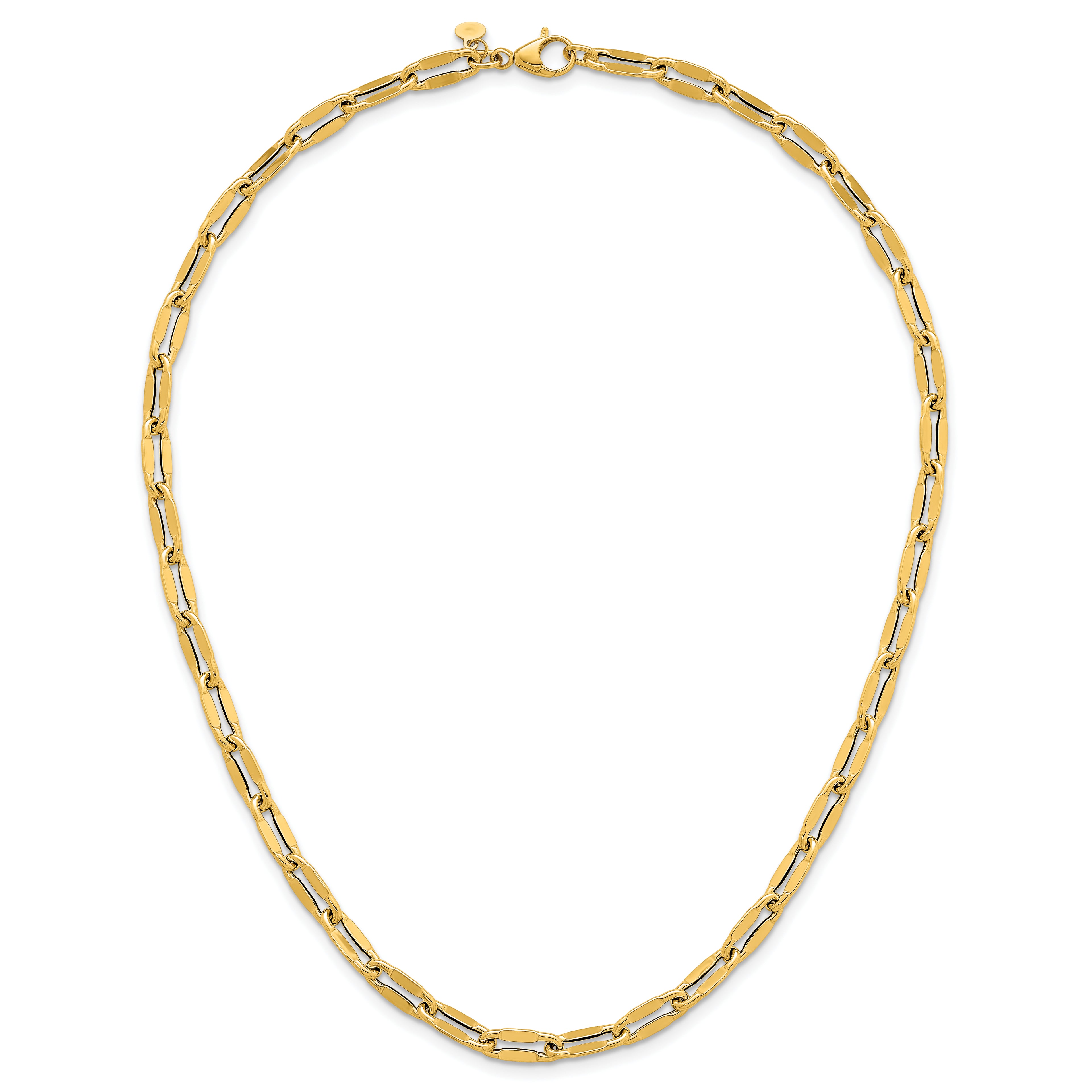 14k Polished 5.5mm Flattened Oval Cable Fancy Link 18 inch Necklace