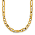 14k Polished 5.5mm Flattened Oval Cable Fancy Link 18 inch Necklace