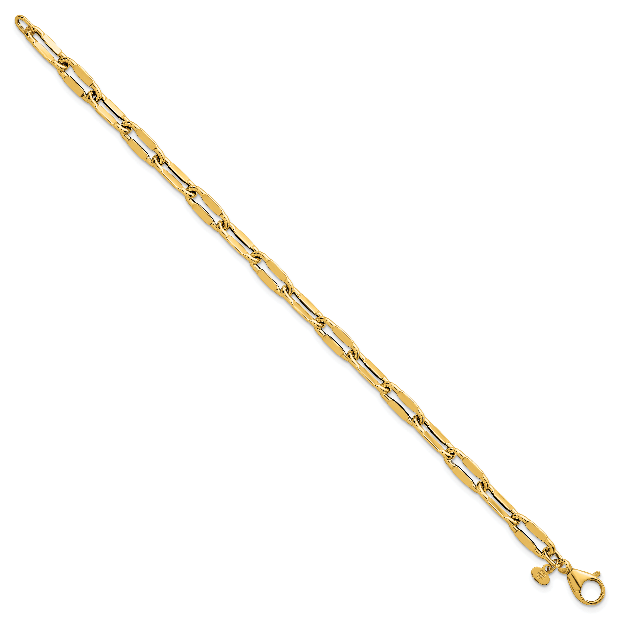 14k Polished 5.5mm Flattened Oval Cable Fancy Link 7.5 inch Bracelet Secondary image