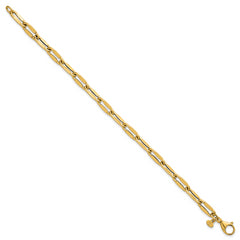 14k Polished 5.5mm Flattened Oval Cable Fancy Link 7.5 inch Bracelet