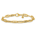 14k Polished 5.5mm Flattened Oval Cable Fancy Link 7.5 inch Bracelet