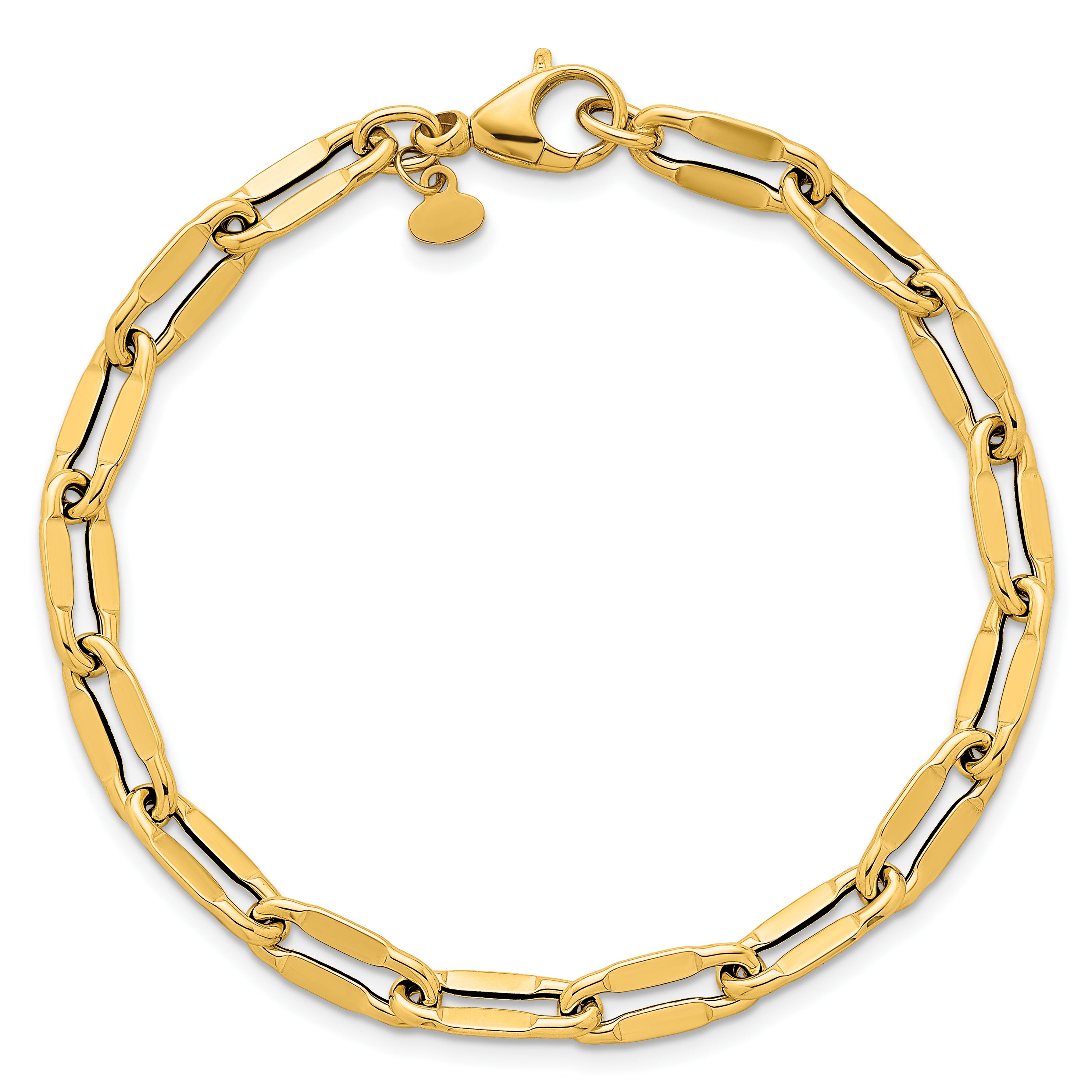14k Polished 5.5mm Flattened Oval Cable Fancy Link 7.5 inch Bracelet