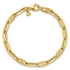 14k Polished 5.5mm Flattened Oval Cable Fancy Link 7.5 inch Bracelet