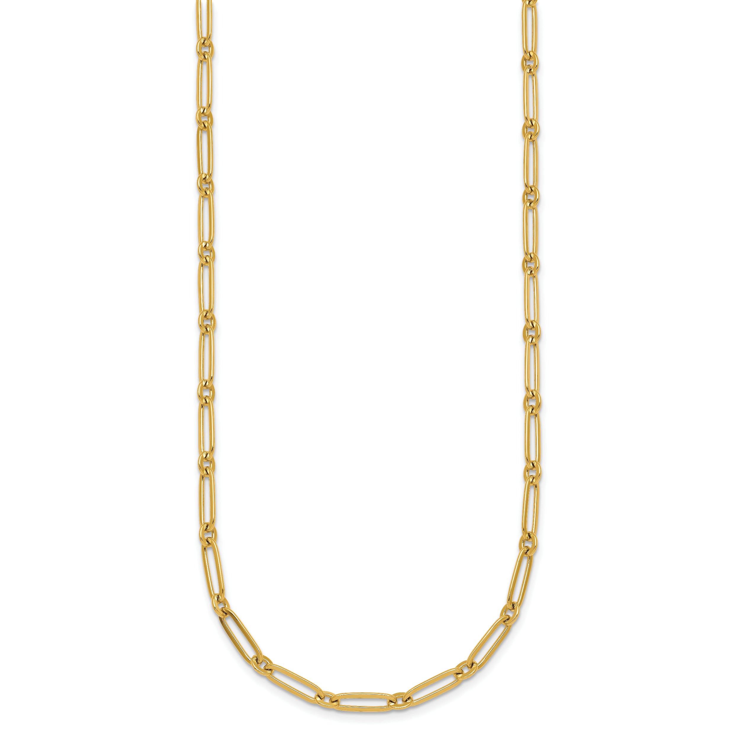 14k Polished 3.75mm Paperclip and Round Link 18 inch Necklace