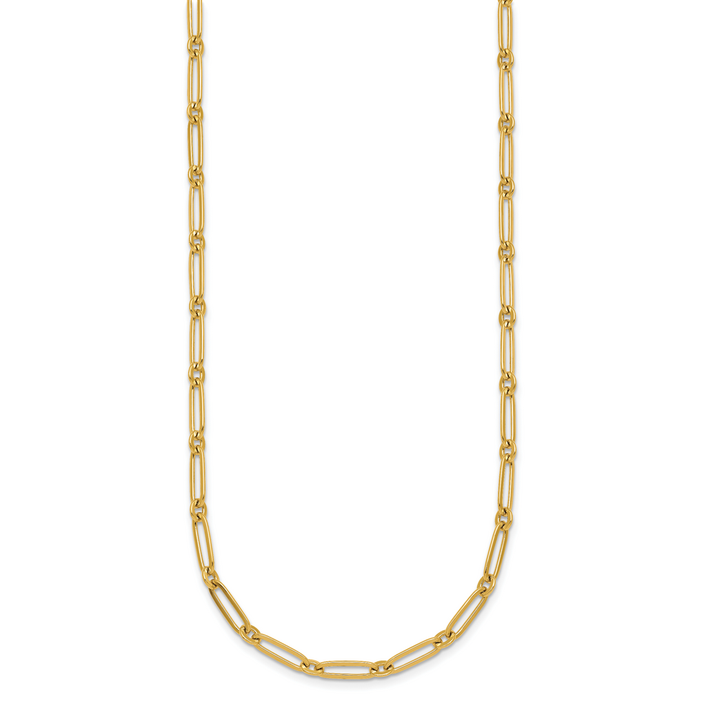 14k Polished 3.75mm Paperclip and Round Link 18 inch Necklace