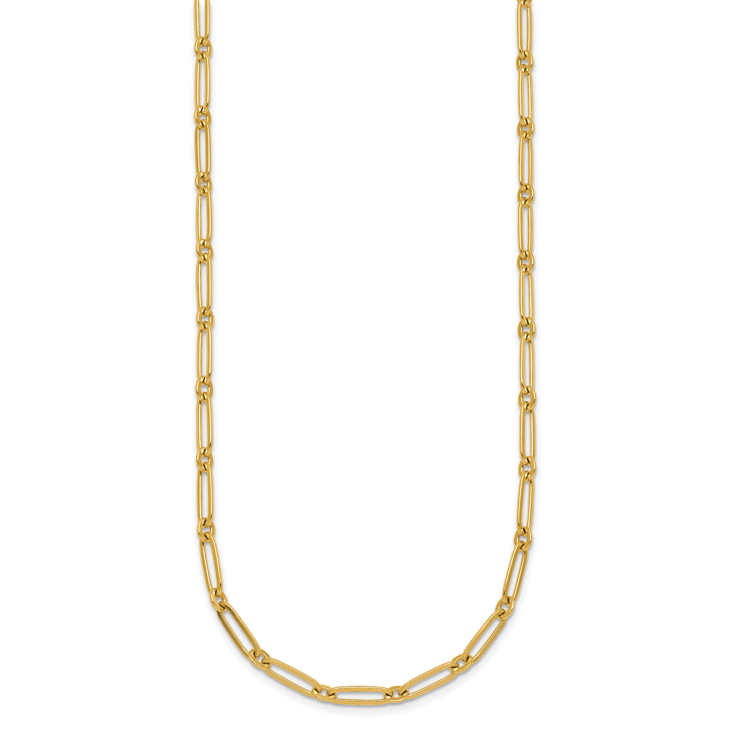 14k Polished 3.75mm Paperclip and Round Link 18 inch Necklace
