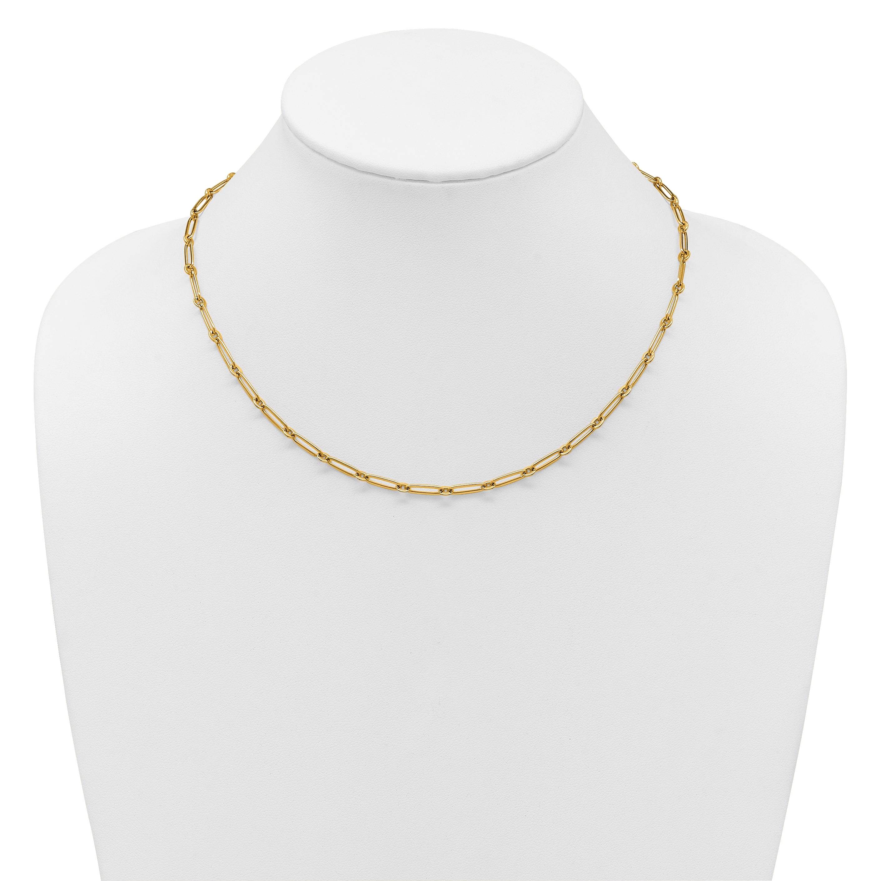 14k Polished 3.75mm Paperclip and Round Link 18 inch Necklace