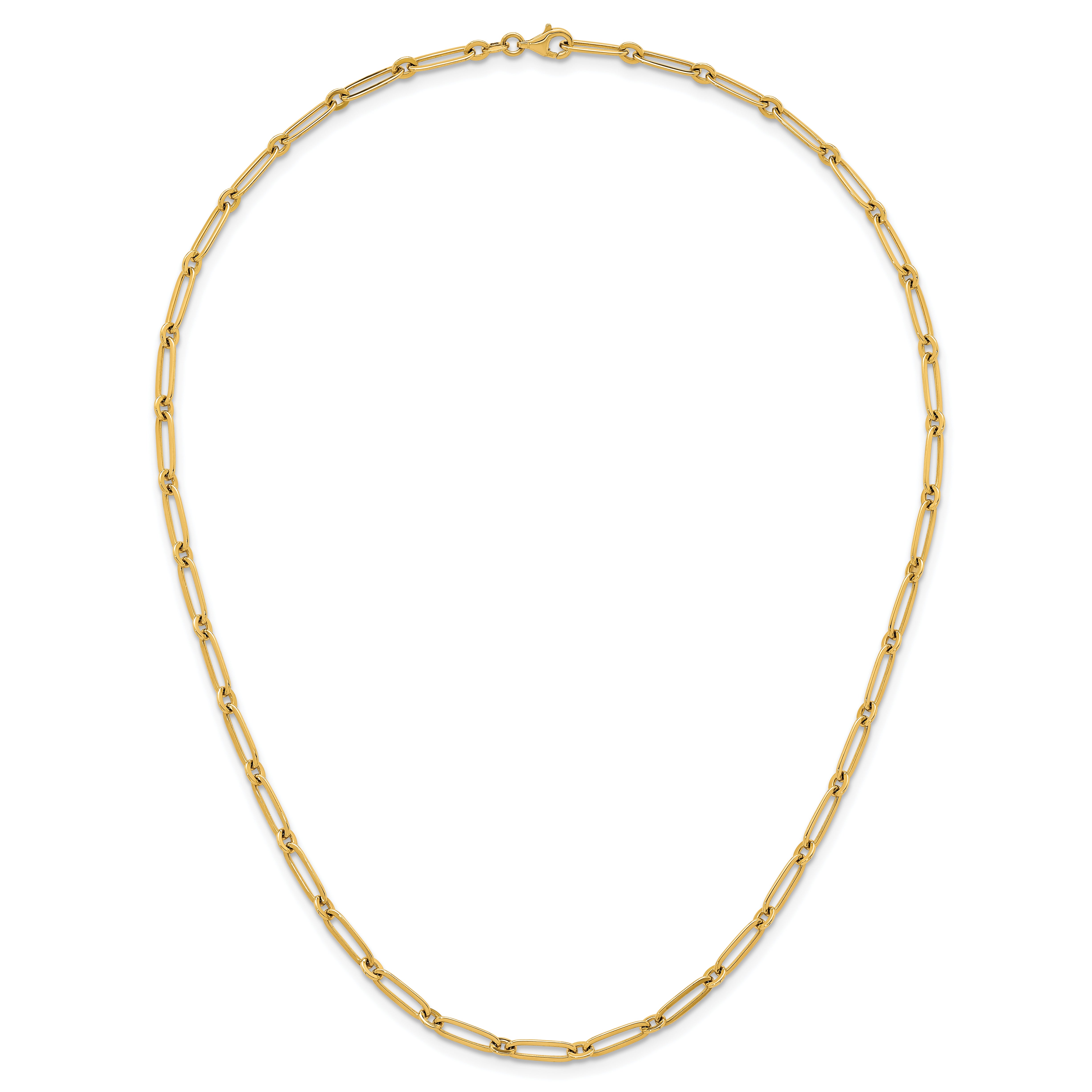 14k Polished 3.75mm Paperclip and Round Link 18 inch Necklace