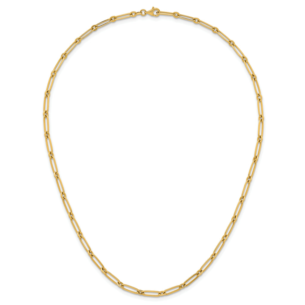 14k Polished 3.75mm Paperclip and Round Link 18 inch Necklace