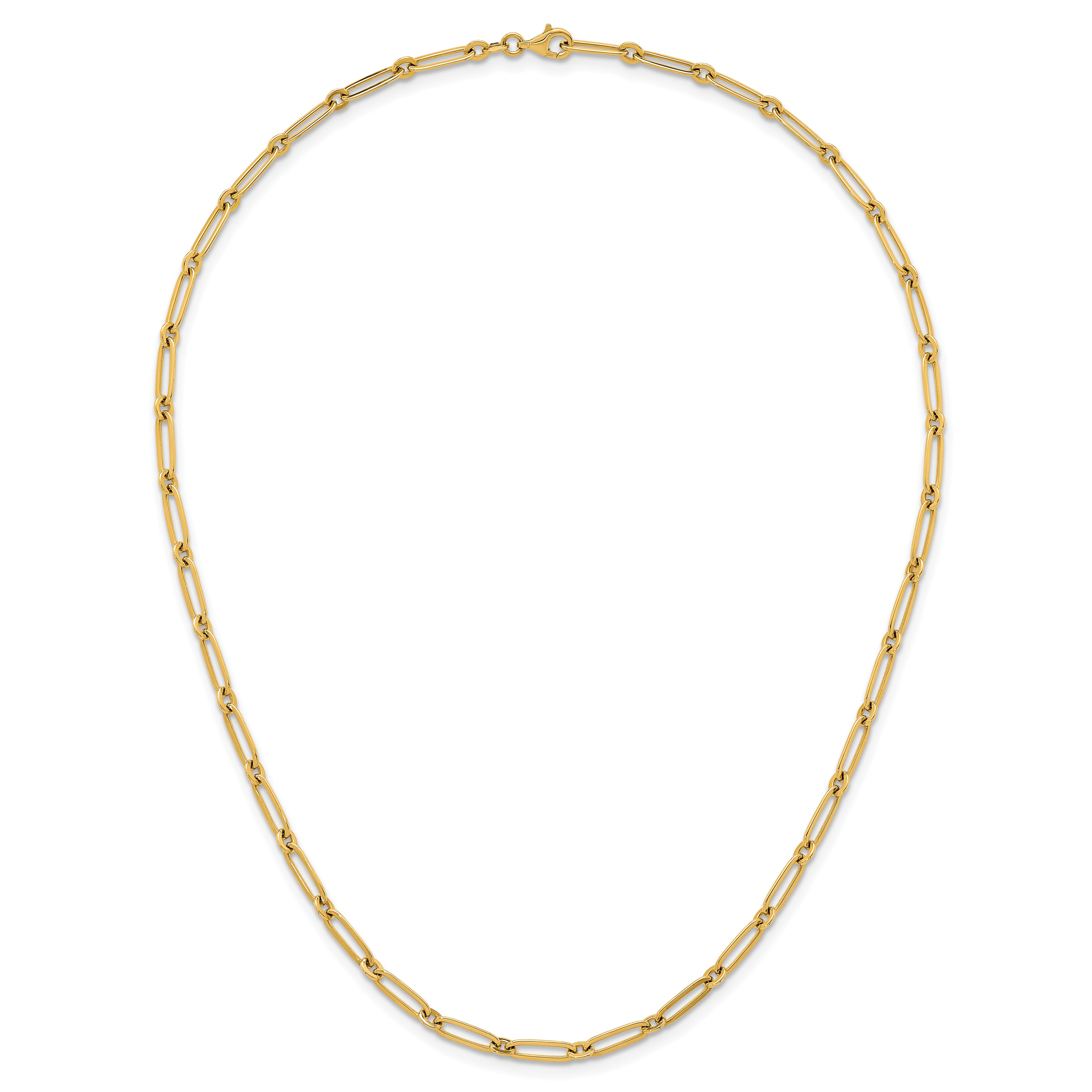 14k Polished 3.75mm Paperclip and Round Link 18 inch Necklace