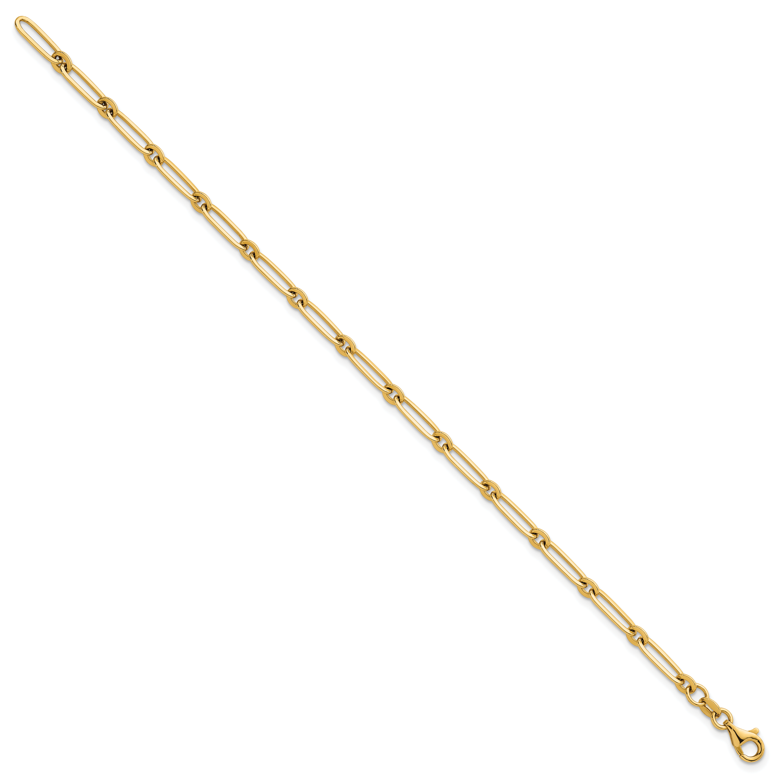 14k Polished 3.75mm Paperclip and Round Link 7.25 inch Bracelet
