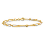 14k Polished 3.75mm Paperclip and Round Link 7.25 inch Bracelet