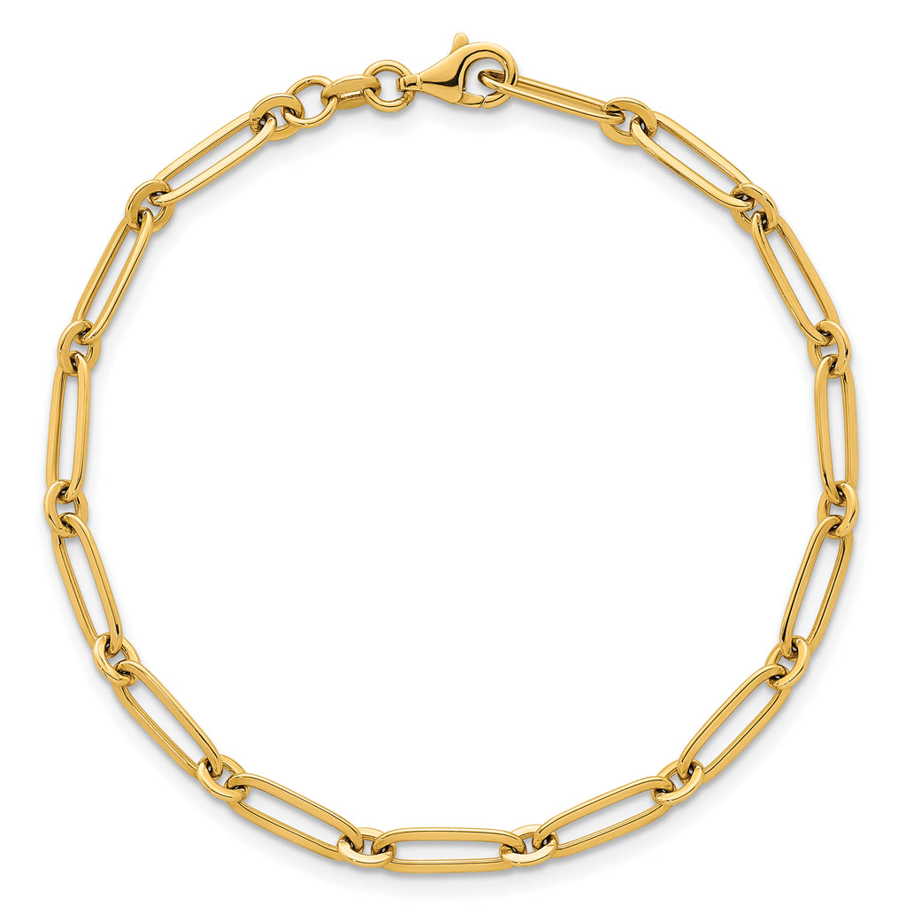14k Polished 3.75mm Paperclip and Round Link 7.25 inch Bracelet