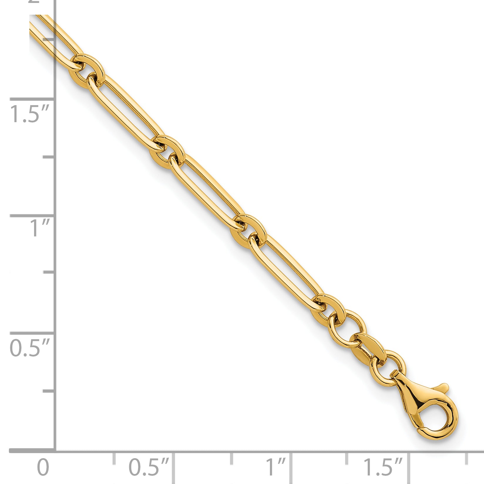 14k Polished 3.75mm Paperclip and Round Link 7.25 inch Bracelet