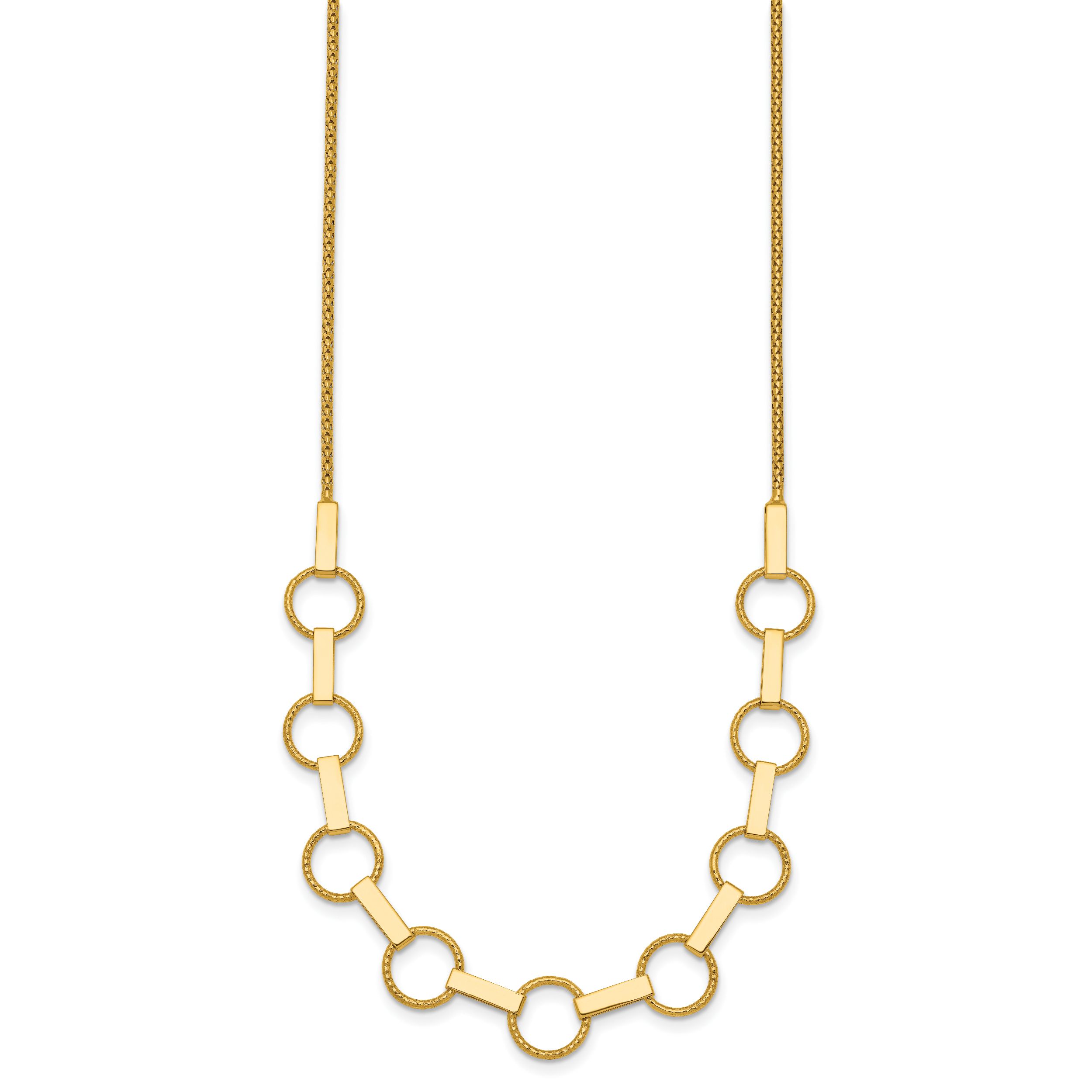 14K Polished and Textured Circles and Bars 17.5 inch Necklace Secondary image