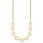 14K Polished and Textured Circles and Bars 17.5 inch Necklace