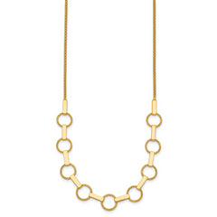 14K Polished and Textured Circles and Bars 17.5 inch Necklace