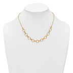 14K Polished and Textured Circles and Bars 17.5 inch Necklace