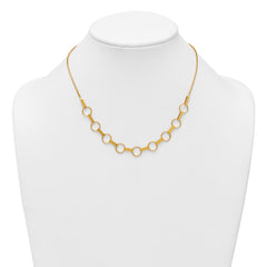 14K Polished and Textured Circles and Bars 17.5 inch Necklace