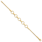 14K Polished and Textured Circles and Bars 7.5 inch Bracelet