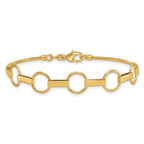 14K Polished and Textured Circles and Bars 7.5 inch Bracelet