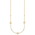 14k Polished Stars in Circle with Diamond-cut Beads 7-Station 16.75 inch Necklace