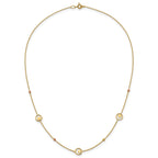 14k Polished Stars in Circle with Diamond-cut Beads 7-Station 16.75 inch Necklace