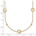 14k Polished Stars in Circle with Diamond-cut Beads 7-Station 16.75 inch Necklace