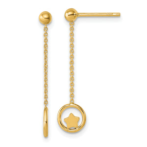 Star Circle Chain Stud Dangle Earrings in 14K Yellow Gold, 7mm - Sophia Jewelers