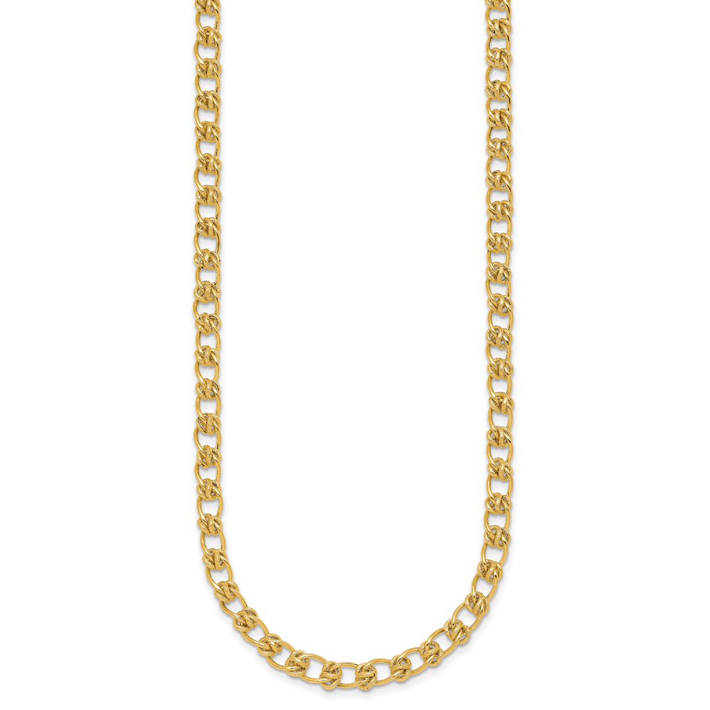 14K Polished and Textured 5.0mm Fancy Knot Link 7.5 Inch Bracelet