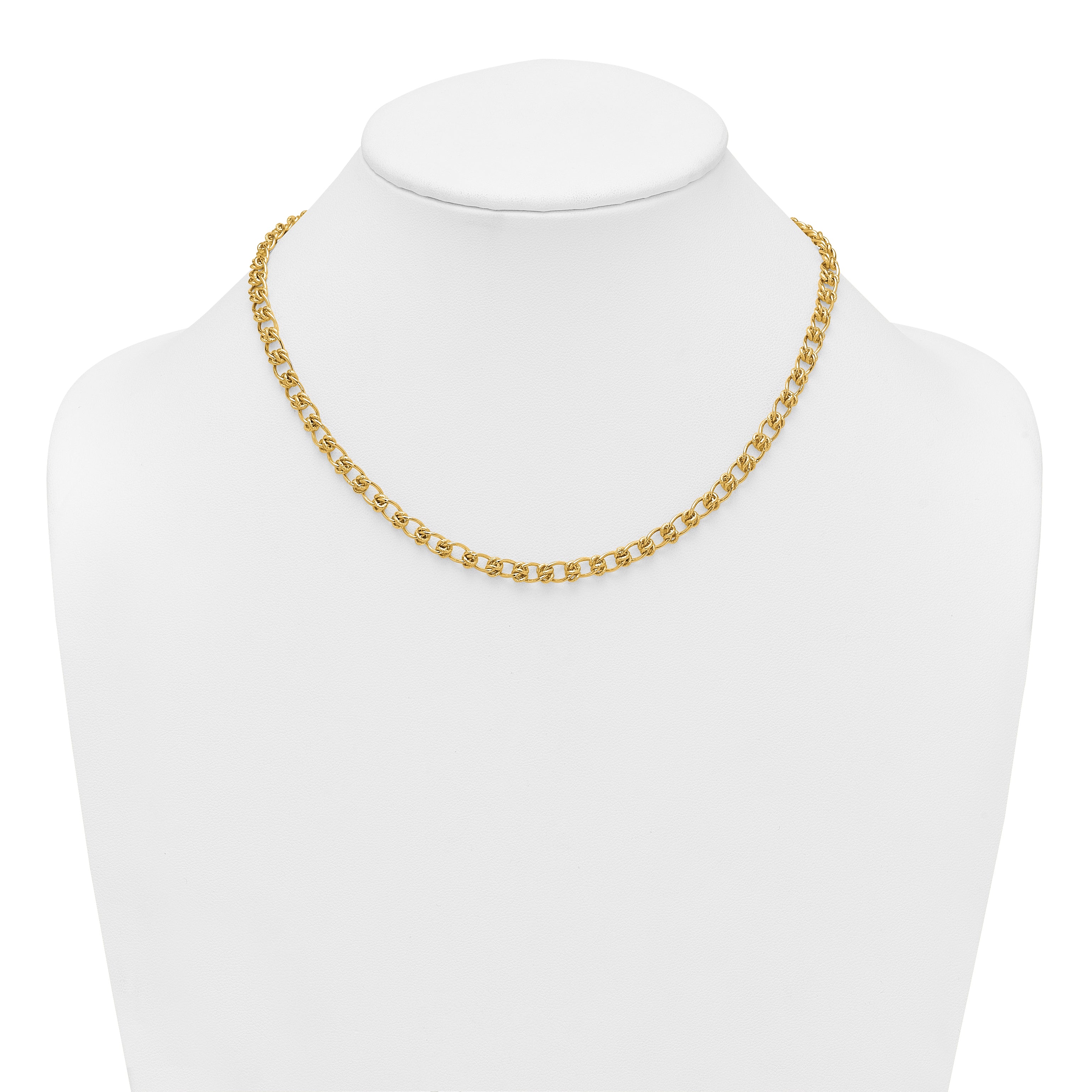 14K Polished and Textured 5.0mm Fancy Knot Link 7.5 Inch Bracelet