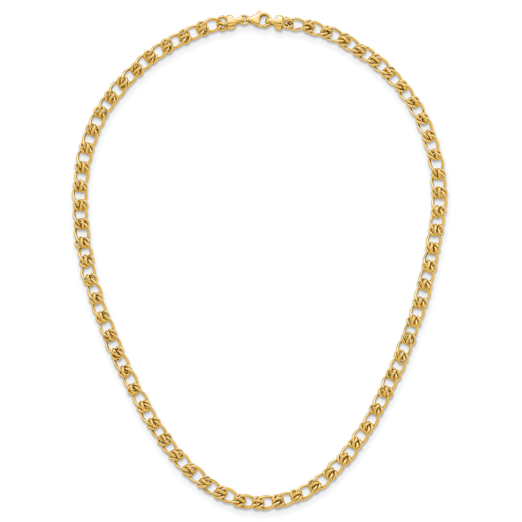 14K Polished and Textured 5.0mm Fancy Knot Link 7.5 Inch Bracelet